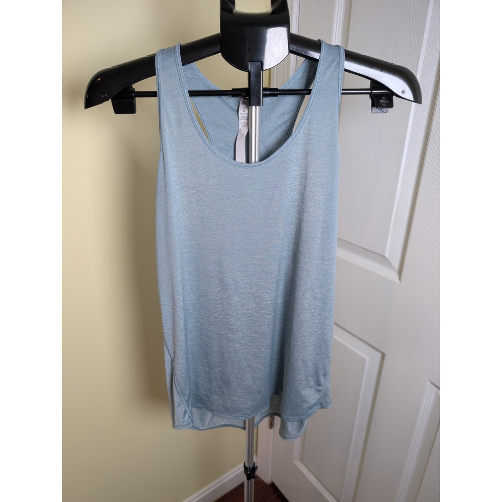 Lululemon Essential Tank Top Pleated Womens 4 Blue Cast Heathered Active